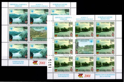 Serbische Republik 222 und 223 postfrisch Kleinbogensatz / Naturschutz #OE547