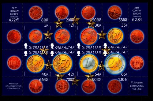 Gibraltar 989-996 postfrisch Kleinbogen / Euro #OE580