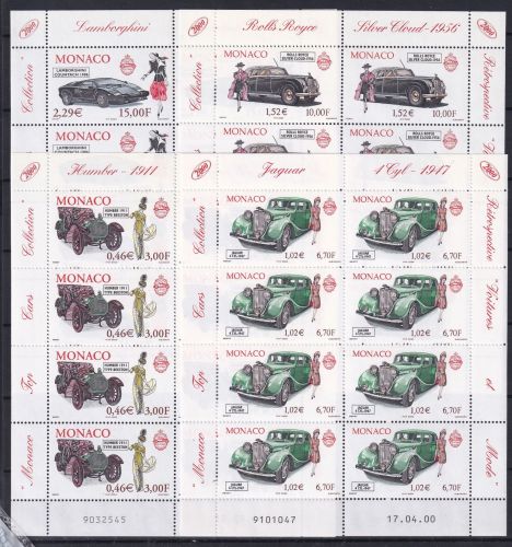 Monaco 2510-2513 postfrisch Kleinbogensatz / Automobile #OE594