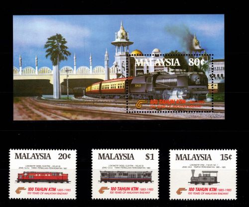 Malaysia 304-306 und Block 3 postfrisch Eisenbahn #OE615