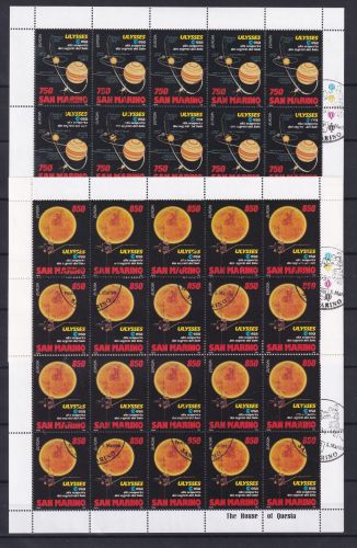 San Marino 1575 und 1576 gestempelt Kleinbogensatz, Ersttagsstempel /CEPT #OE633