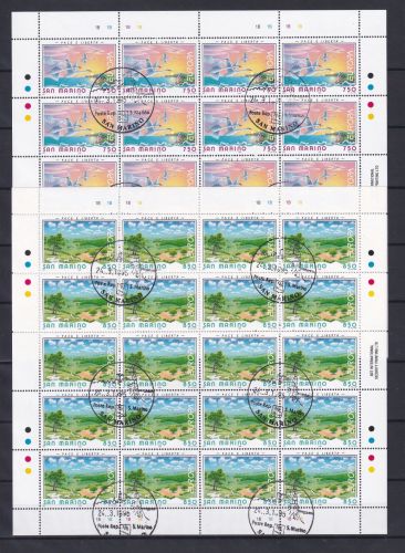 San Marino 1607 und 1608 gestempelt Kleinbogensatz, Ersttagsstempel /CEPT #OE634