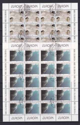 Kroatien 319 und 320 gestempelt Kleinbogensatz mit Ersttagsstempel / CEPT #OE635