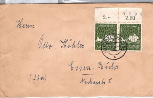 BRD Bund 280 auf Brief als Mehrfachfrankatur portogerecht #DDG54