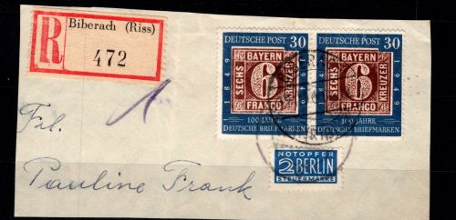 BRD Bund 115 gestempelt als waagerechtes Paar auf Briefstück #DCB92