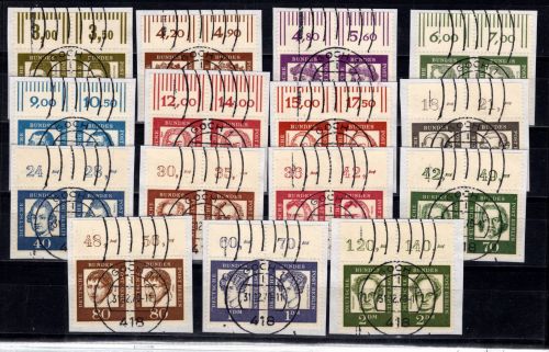 Berlin 199-213 gestempelt als Paare, Attestkopie Schlegel BPP #DCC02