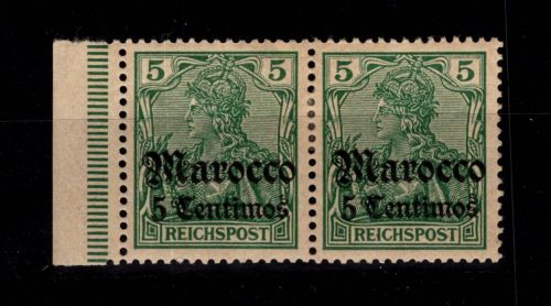Deutsche APA Marokko 20 mit Falz als waagerechtes Paar #DDK52