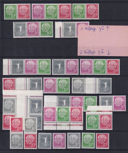 BRD Bund Lot aus Heuss yI und yII postfrisch und etwas gestempelt #DDK79