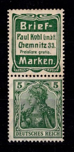 Deutsches Reich W 1.10 mit Falz zentrisch entwertet #DDN07