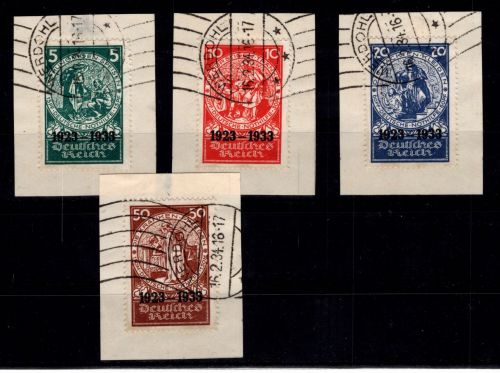 Deutsches Reich 508-511 gestempelt auf Briefstücken, Attest Schlegel BPP #DDN12