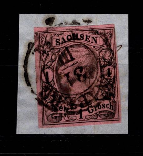 Sachsen 9 gestempelt auf Briefstück #DCT05