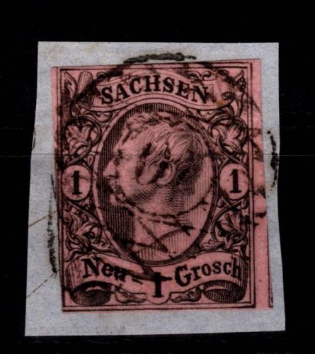 Sachsen 9 gestempelt Nr. 10 "Anaberg-Buchholz" auf Briefstück #DCT21