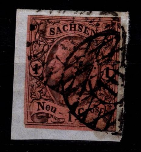 Sachsen 9 gestempelt Nr. 10 "Anaberg-Buchholz" auf Briefstück #DCT22