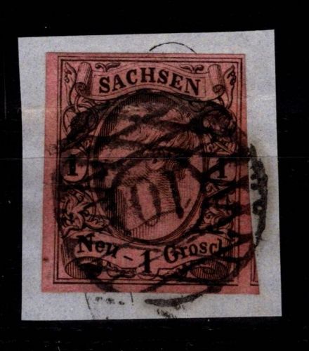 Sachsen 9 gestempelt Nr. 10 "Anaberg-Buchholz" auf Briefstück #DCT23