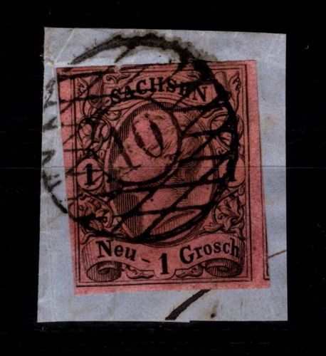 Sachsen 9 gestempelt Nr. 10 "Anaberg-Buchholz" auf Briefstück #DCT24