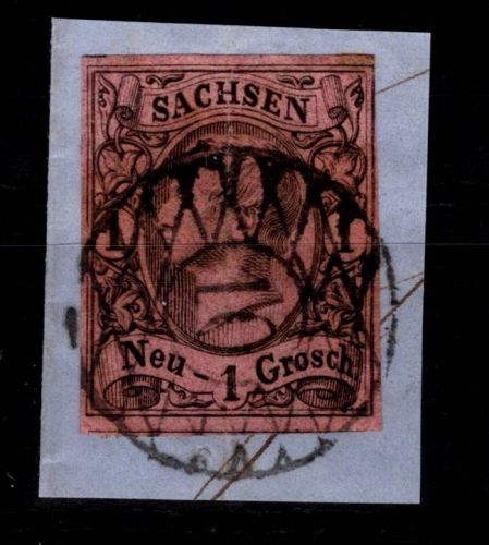 Sachsen 9 gestempelt Nr. 10 "Anaberg-Buchholz" auf Briefstück #DCT27