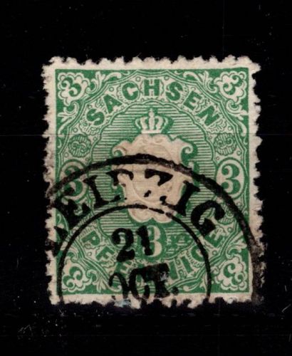 Sachsen 14 a gestempelt geprüft Vatz BPP, leichte Mängel #DCT76