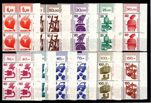 BRD Bund 694-703, 773 postfrisch als 4er Block vom Eckrand teils mit DZ #DCV50