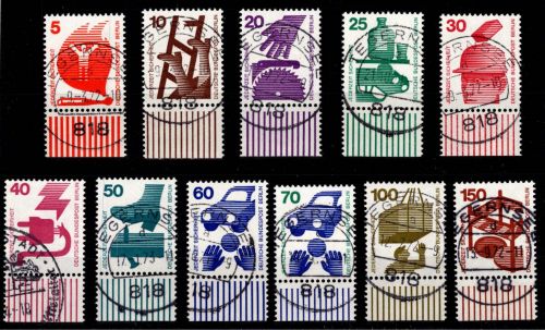 Berlin 402-411, 453 gestempelt Vollstempel auf Unterrand #DCV74