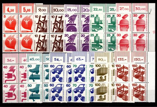 Berlin 402-411, 453 postfrisch als 4er Block vom Eckrand teils mit DZ #DCV84