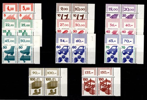 Berlin 402-411, 453 postfrisch als Paare vom Eckrand #DCV90