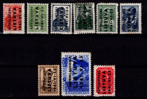 Deutsche Besetzung Litauen 1-9 postfrisch manche Marken fleckig #DBU98