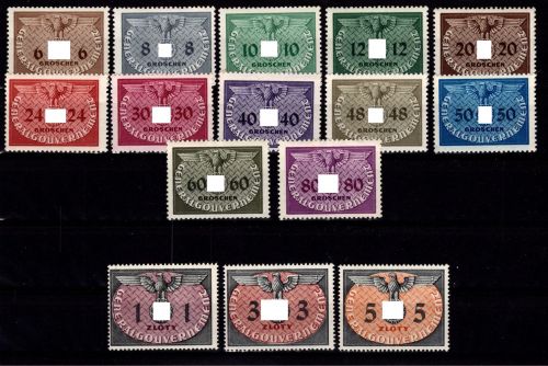Generalgouvernement Dienstmarken 1-15 postfrisch #DBU99