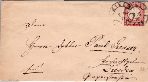 Deutsches Reich 4 auf Brief Nierenstempel Kiel #DDC90