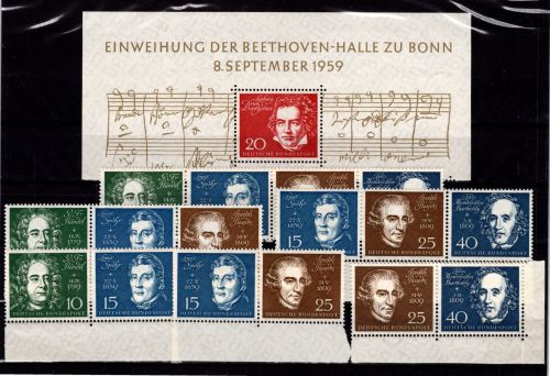 BRD Bund 315-319 postfrisch Zusammendrucke komplett #DBU73