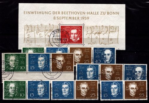 BRD Bund 315-319 gestempelt Zusammendrucke komplett #DBU79