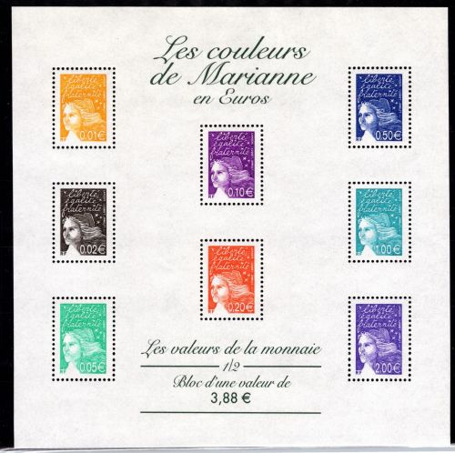 Frankreich 3579-3583, 3585, 3591, 3593 postfrisch ZD-Bogen Marianne #DCJ71