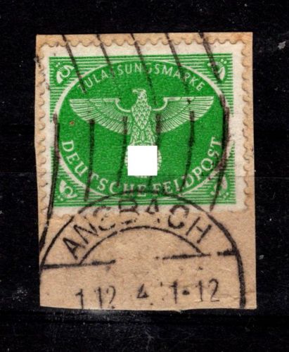 Deutsches Reich Feldpostmarke 4 gestempelt auf Briefstück #DCK35