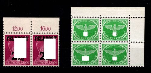 Deutsches Reich Feldpostmarke 3, 4 postfrisch OR Paar, 4er Block Ecke 2 #DCK37