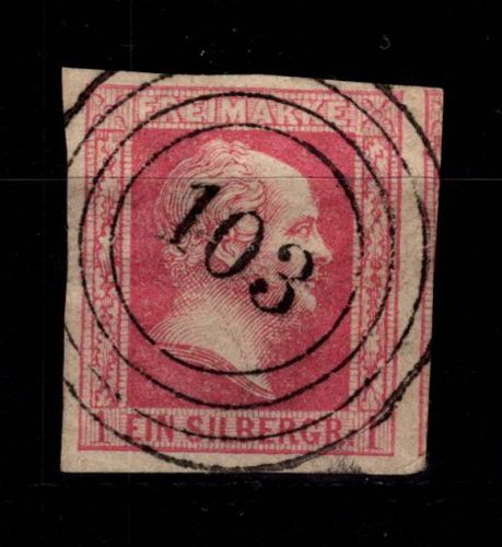 Preußen 6 gestempelt N4 103 "Berlin" überrandig #DCW17