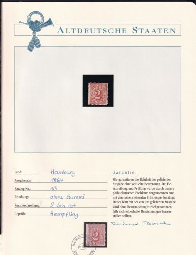 Norddeutscher Bund Dienstmarken 13 ohne Gummi Borek Garantie #DDC01