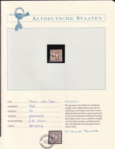 Thurn und Taxis 34 gestempelt Borek Garantie #DDC02