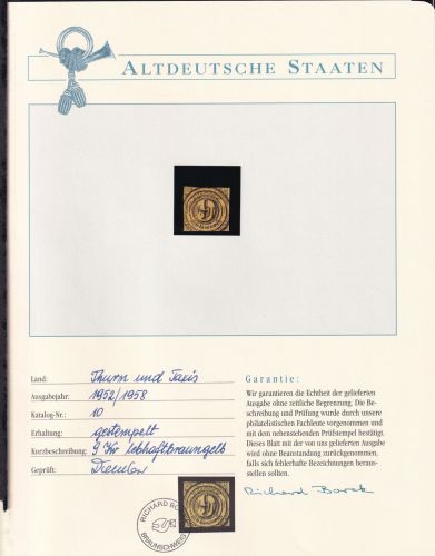 Thurn und Taxis 10 gestempelt Borek Garantie #DDC04