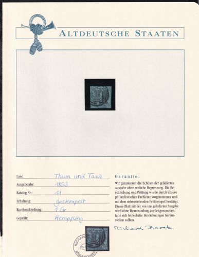 Thurn und Taxis 11 gestempelt Borek Garantie #DDC05
