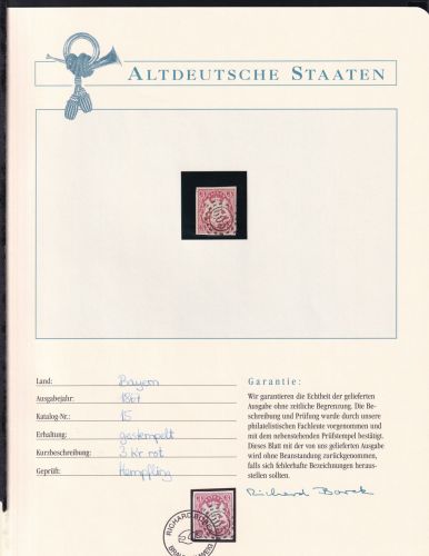 Bayern 15 gestempelt Borek Garantie #DDC14