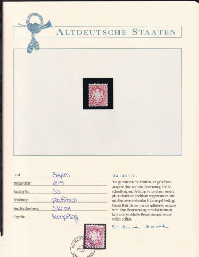 Bayern 33 postfrisch Borek Garantie #DDC15