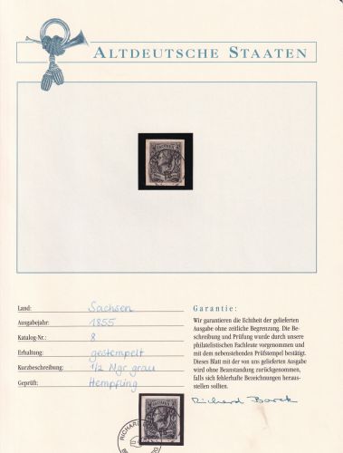 Sachsen 8 gestempelt Borek Garantie #DDC39