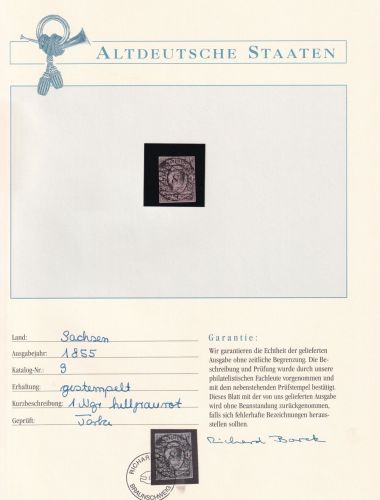 Sachsen 9 gestempelt Borek Garantie #DDC40