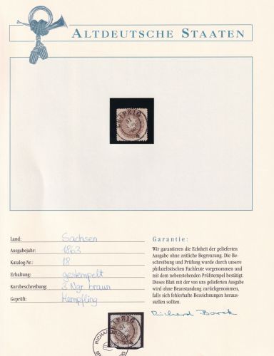 Sachsen 18 gestempelt Borek Garantie #DDC43