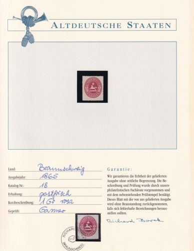 Braunschweig 18 postfrisch Borek Garantie #DDC46