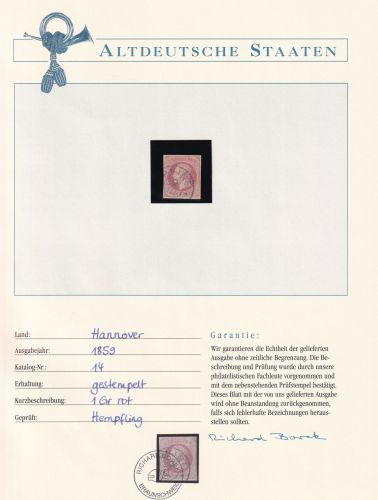 Hannover 14 gestempelt Borek Garantie #DDC49