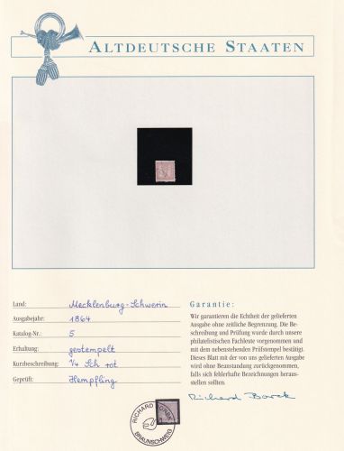 Mecklenburg Schwerin 5 gestempelt