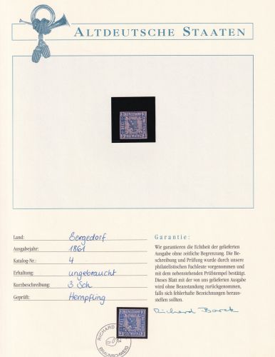 Bergedorf 4 mit Falz Borek Garantie #DDC56