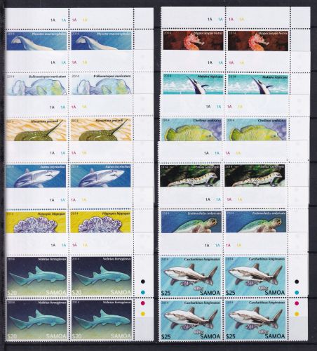 Samoa 1144-1155 postfrisch als 4er Blöcke, Motiv Meerestiere #DCY36