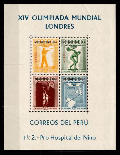 Peru Block 2 postfrisch Motiv Olympia 1956 #DCY87
