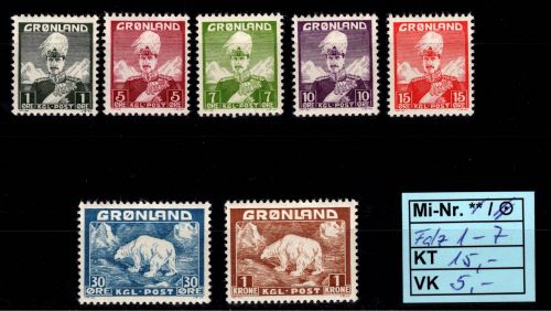 Grönland 1-7 mit Falz #DCY90